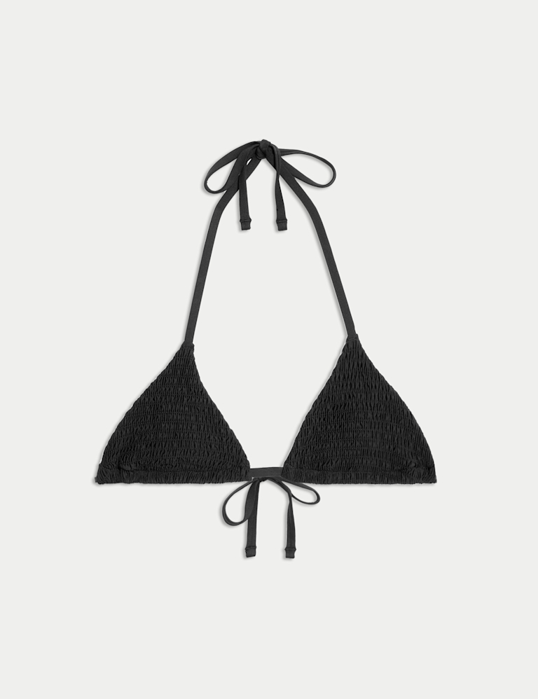Shirred Halterneck Triangle Bikini Top