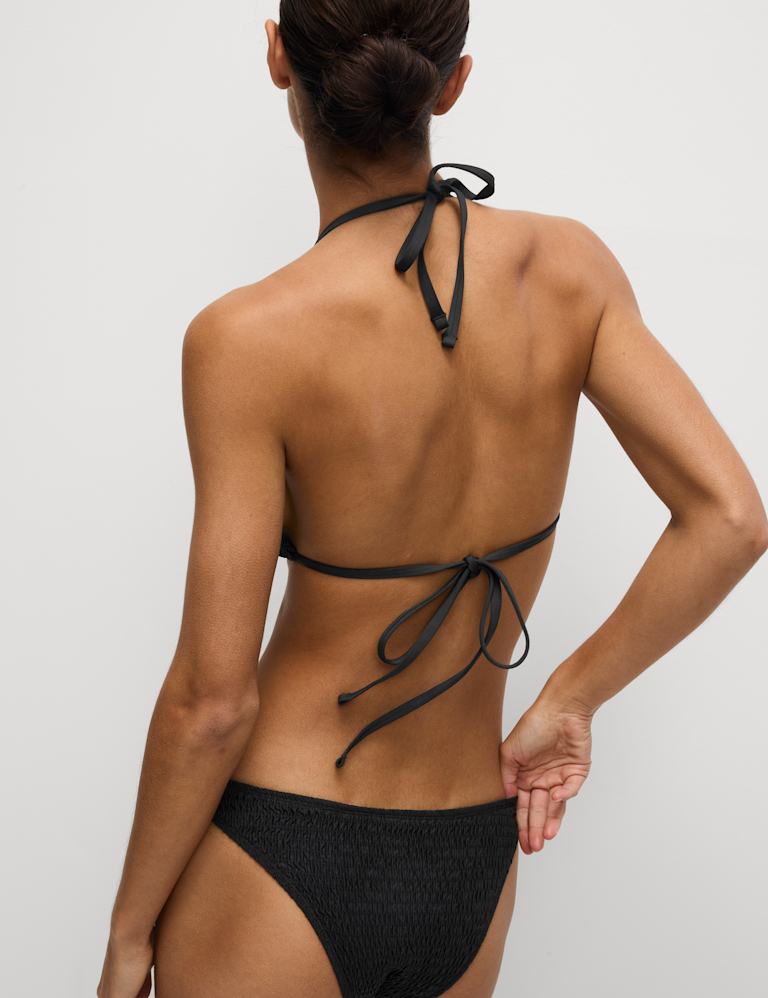 Shirred High Leg Bikini Bottoms