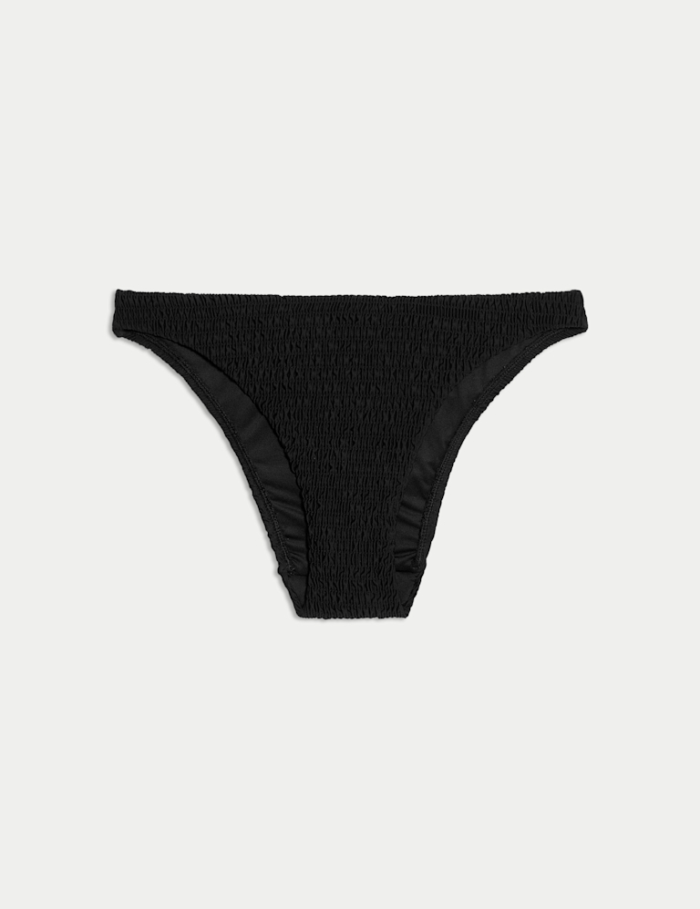 Shirred High Leg Bikini Bottoms