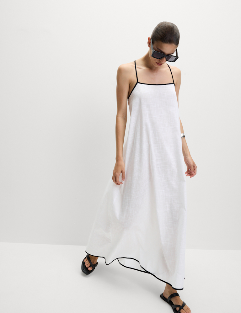 Pure Cotton Square Neck Maxi Beach Dress