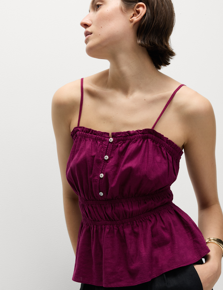 Linen Rich Sweetheart Neck Cami Top