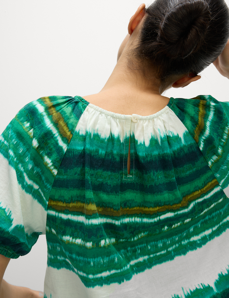 Linen Rich Printed Blouse