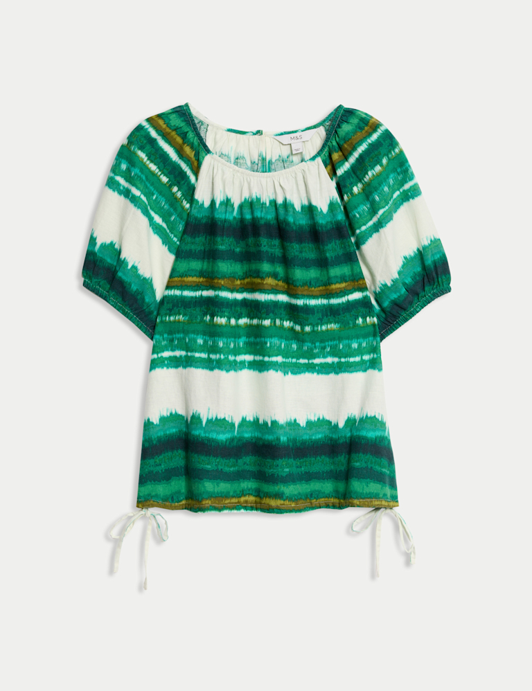 Linen Rich Printed Blouse