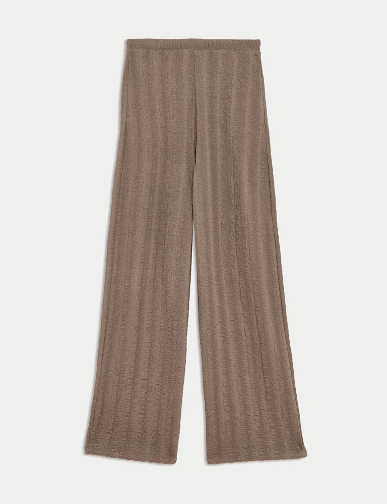 Textured Elasticated Waist Wide Leg Trousers