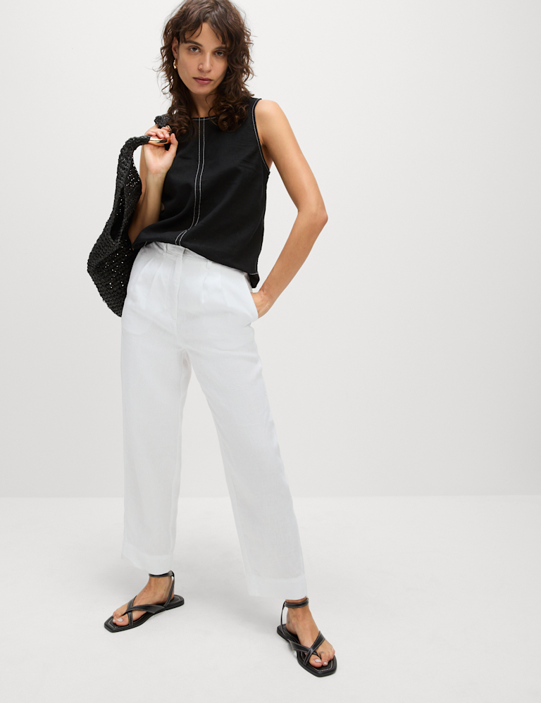 Pure Linen Tapered Trousers