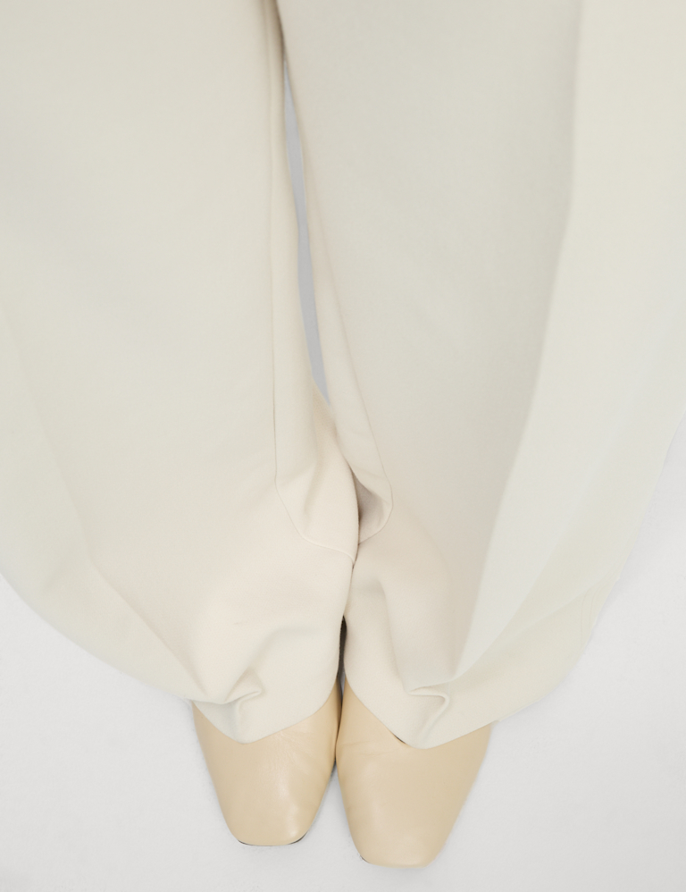 Crepe Tab Detail Wide Leg Trousers