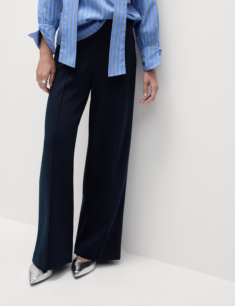 Jersey Elasticated Waist Wide Leg Trousers