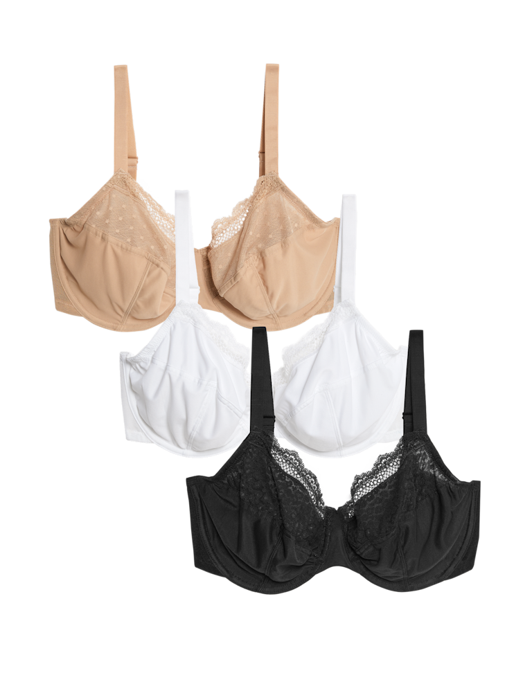 3pk Wired Full Cup Bras F-H