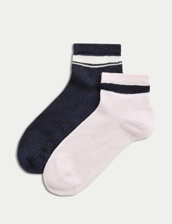 2pk Sumptuously Soft™ Sparkle Quarter Socks