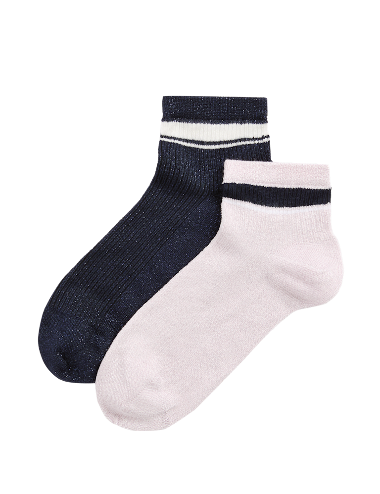 2pk Sumptuously Soft™ Sparkle Quarter Socks