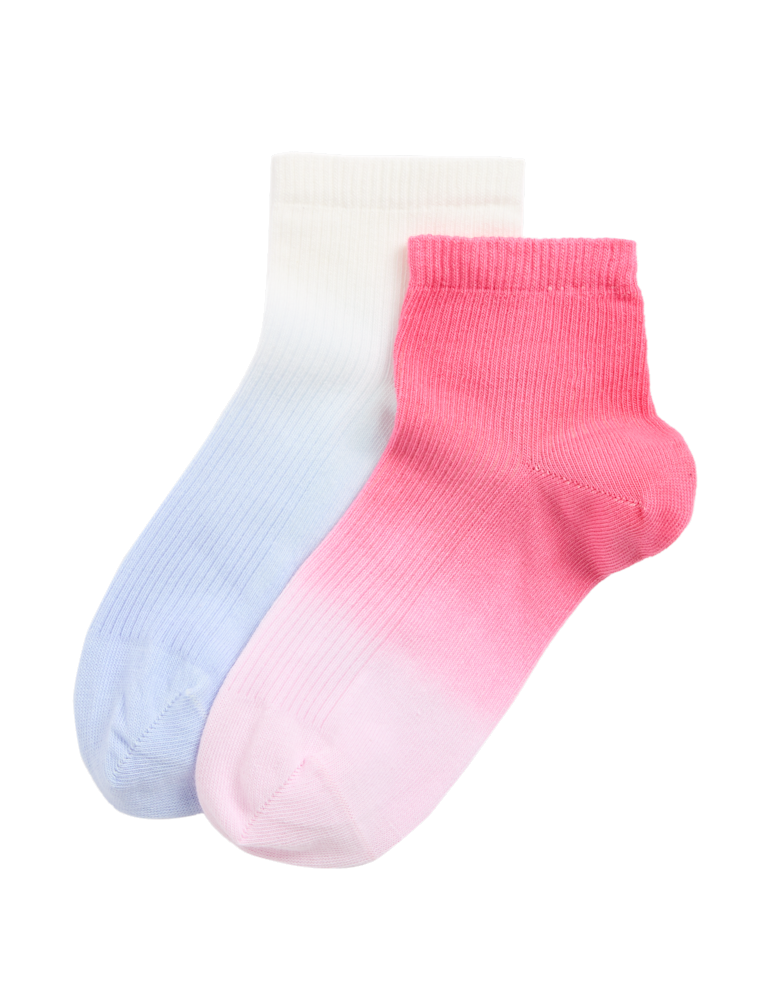 2pk Cotton Rich Ombre Quarter Socks