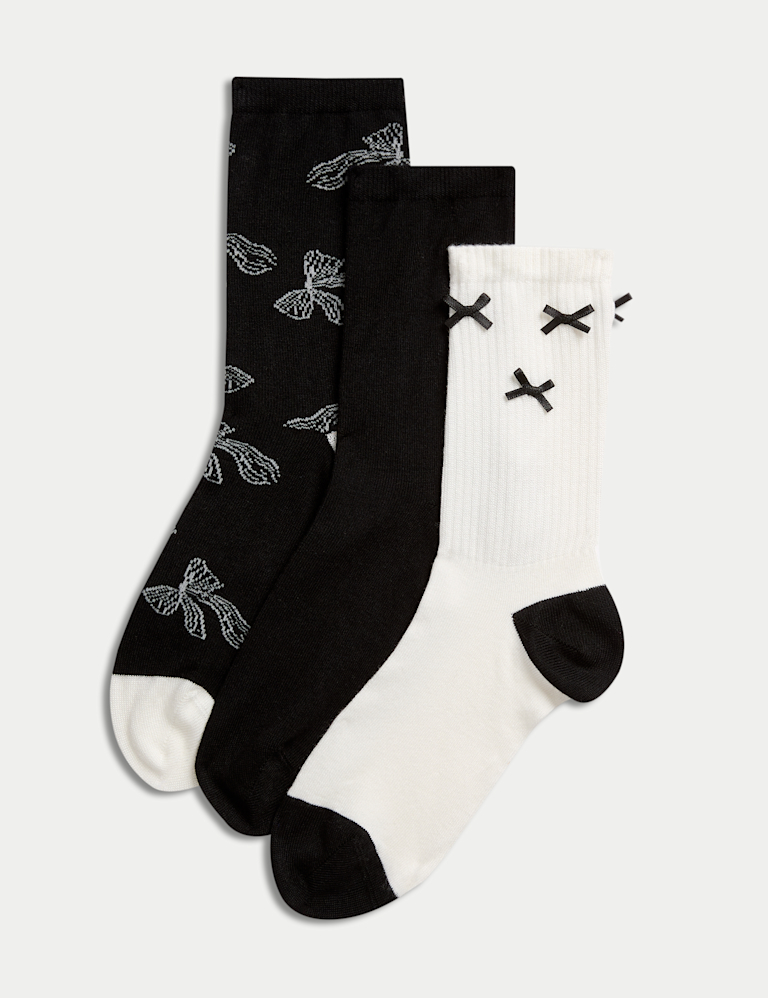 3pk Bow Ankle High Socks