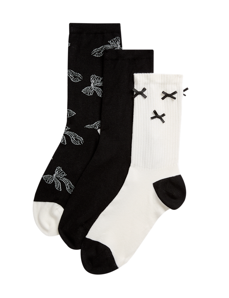 3pk Bow Ankle High Socks