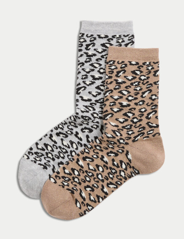 2pk Cotton Blend Animal Crew Socks