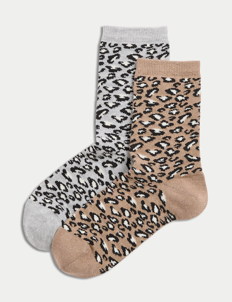 2pk Cotton Blend Animal Crew Socks