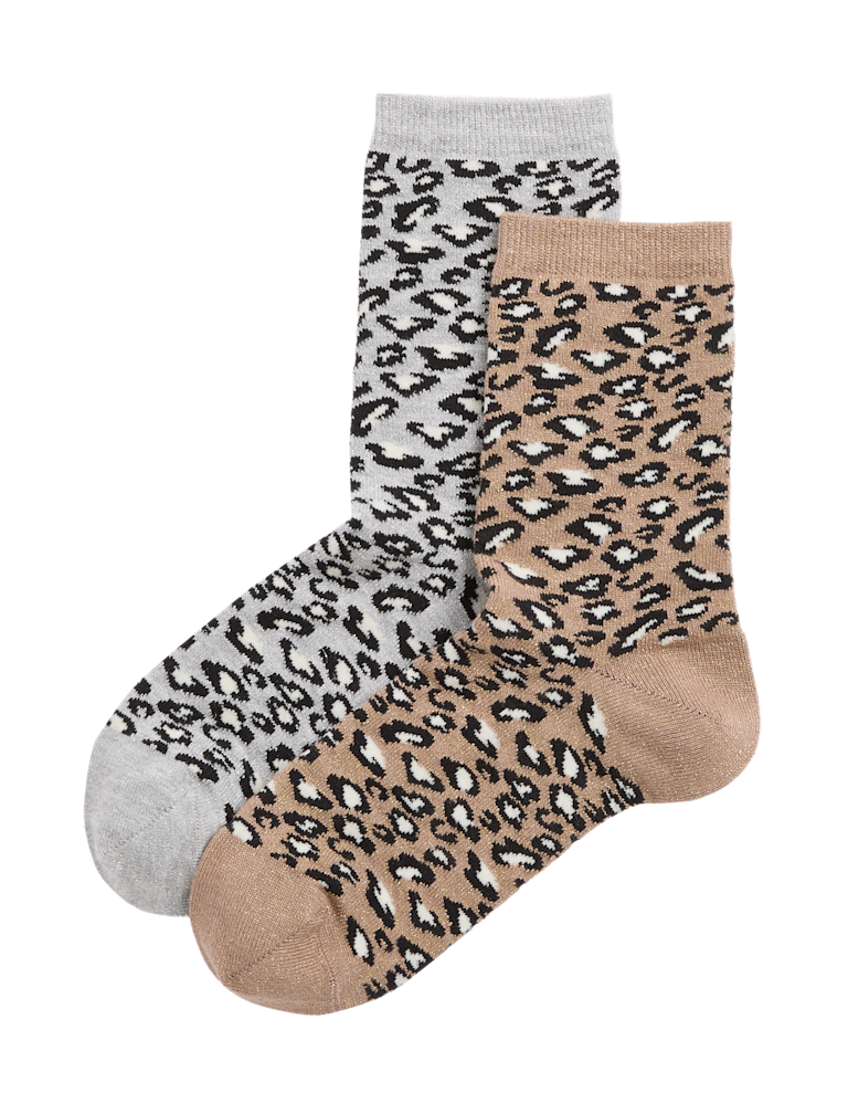 2pk Cotton Blend Animal Crew Socks