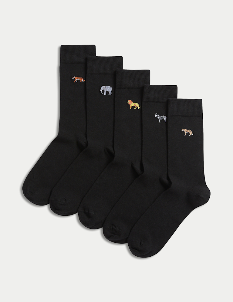 5pk Cool & FreshTM Safari Cotton Rich Socks
