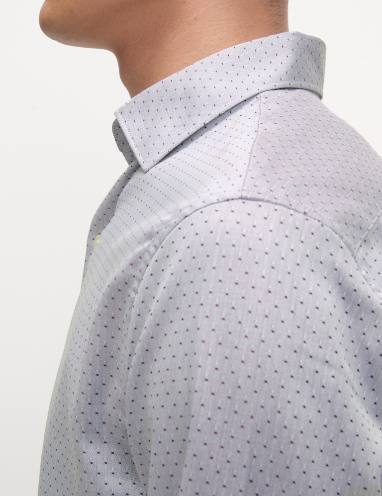 Regular Fit Pure Cotton Dobby Spot Shirt