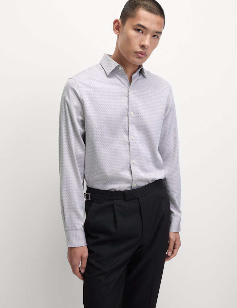 Regular Fit Pure Cotton Dobby Spot Shirt