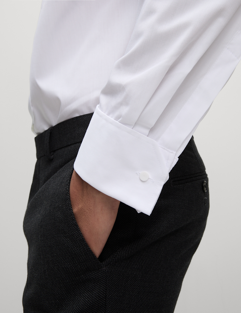 Regular Fit Cotton Blend Double Cuff Shirt