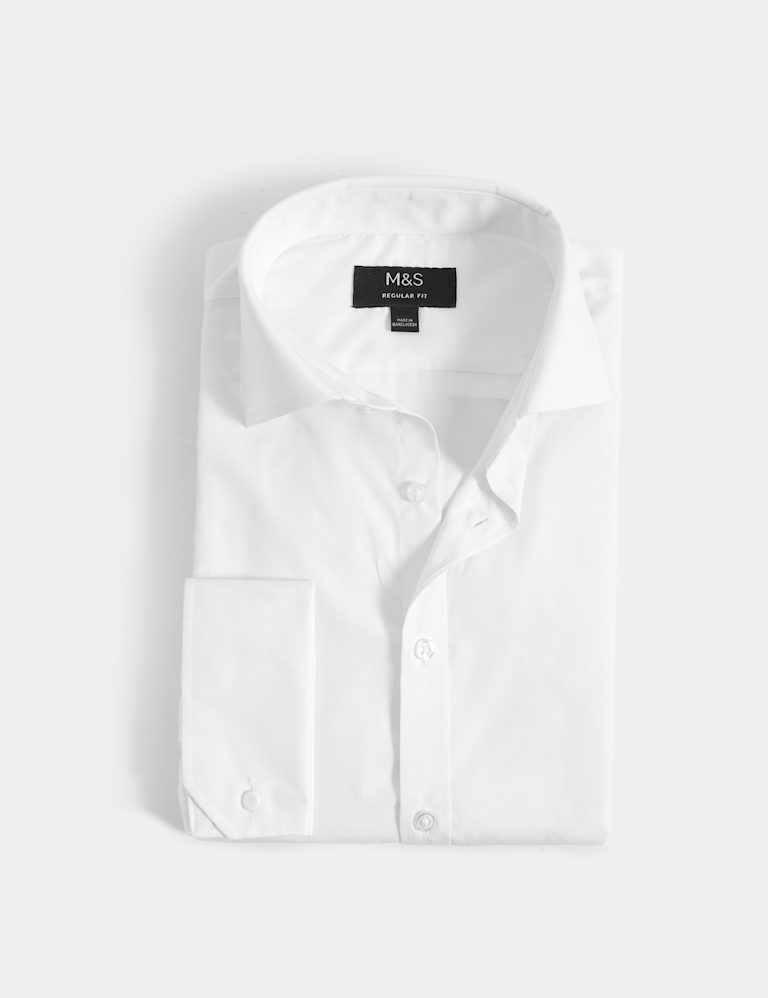 Regular Fit Cotton Blend Double Cuff Shirt