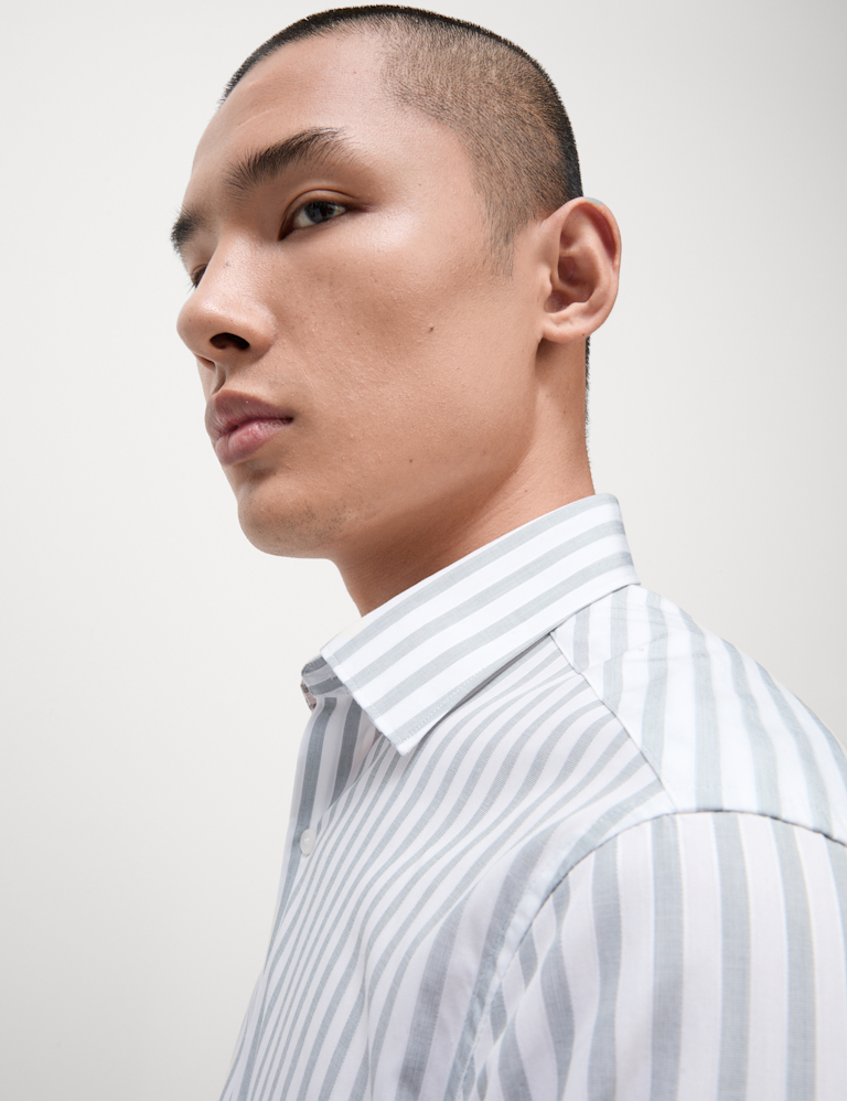 Regular Fit Pure Cotton Striped Shirt