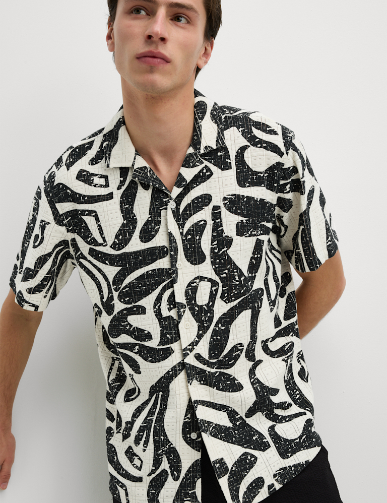 Regular Fit Abstract Print Short Sleeve Shirt - Marks and
