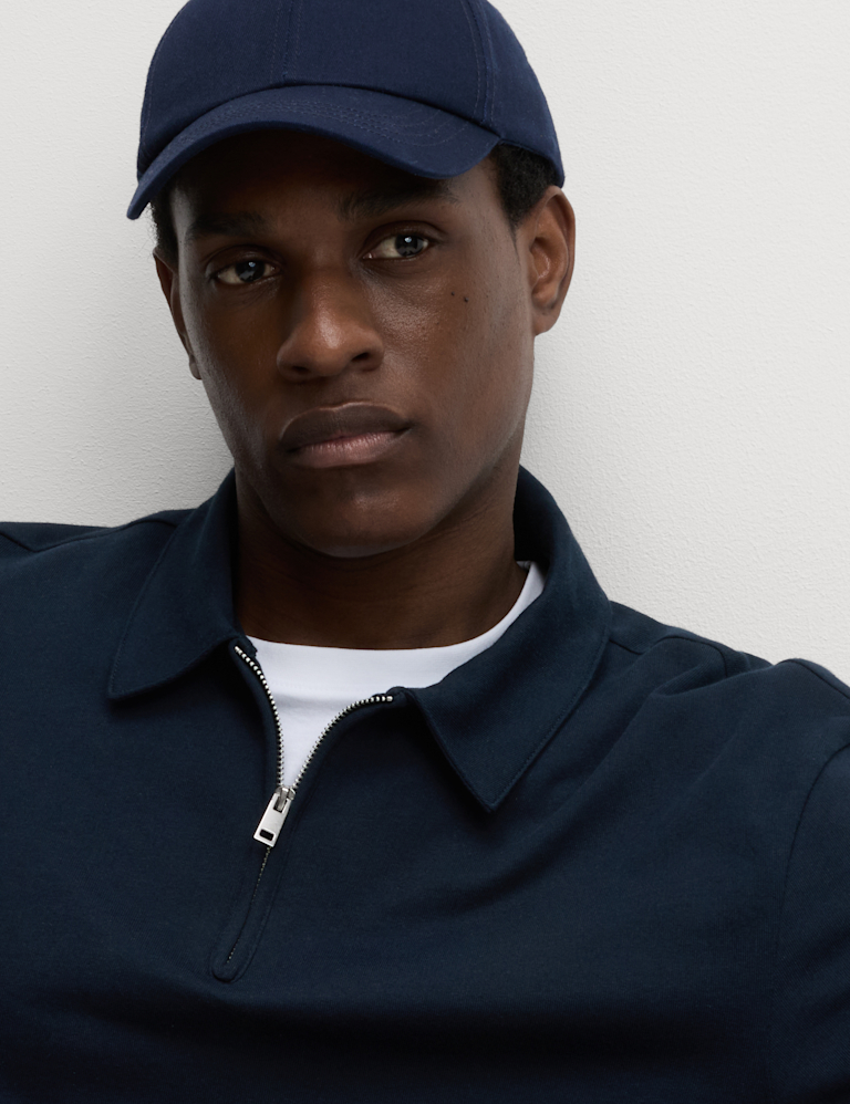 Cotton Rich Half Zip Polo Shirt