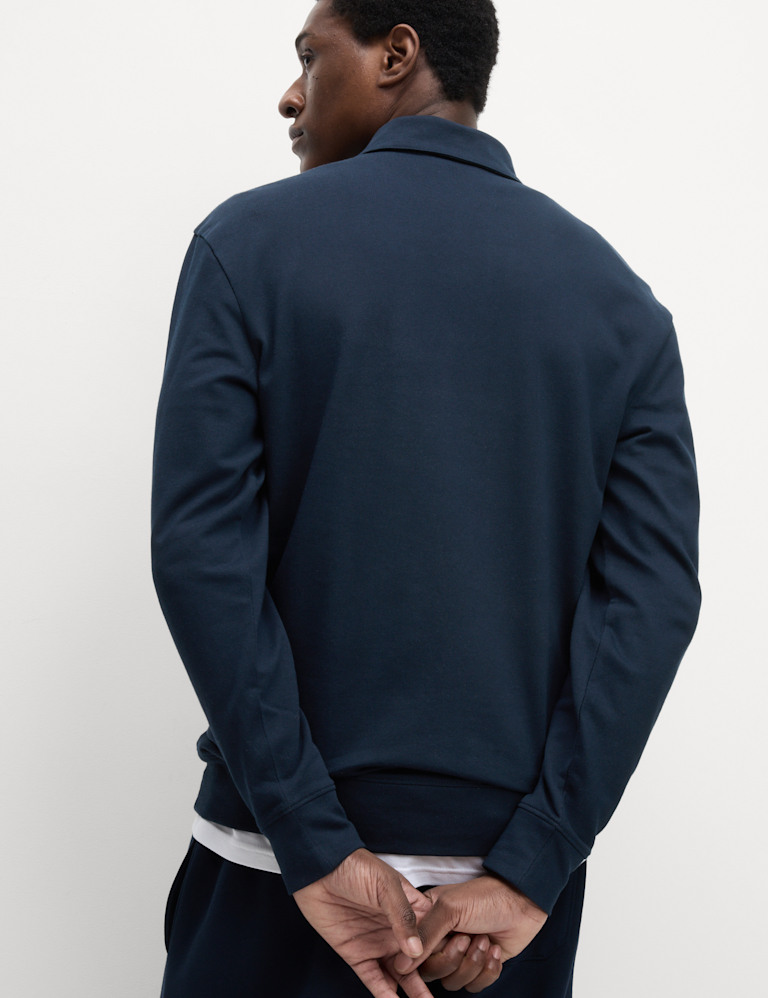 Cotton Rich Half Zip Polo Shirt