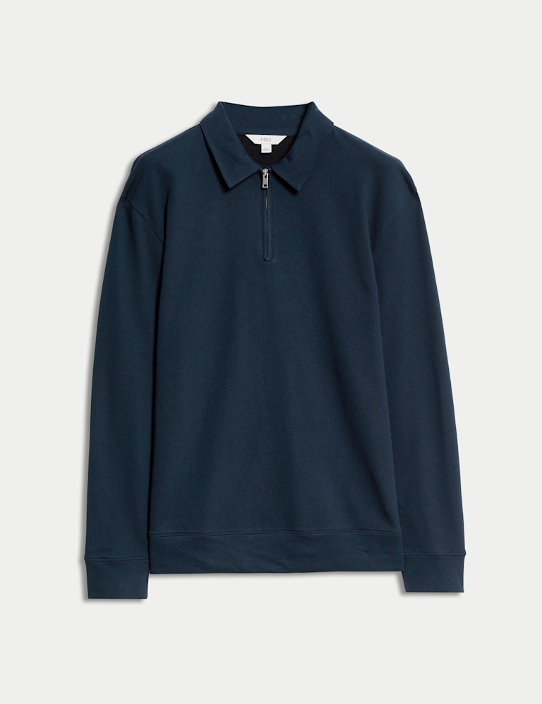Cotton Rich Half Zip Polo Shirt