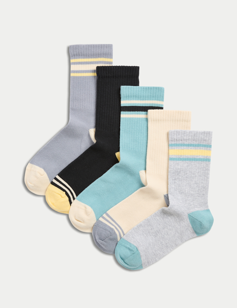 5pk Cotton Rich Calm Surf Sports Socks (6 Small – 7 Large)