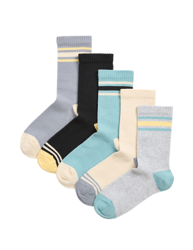 5pk Cotton Rich Calm Surf Sports Socks (6 Small – 7 Large)