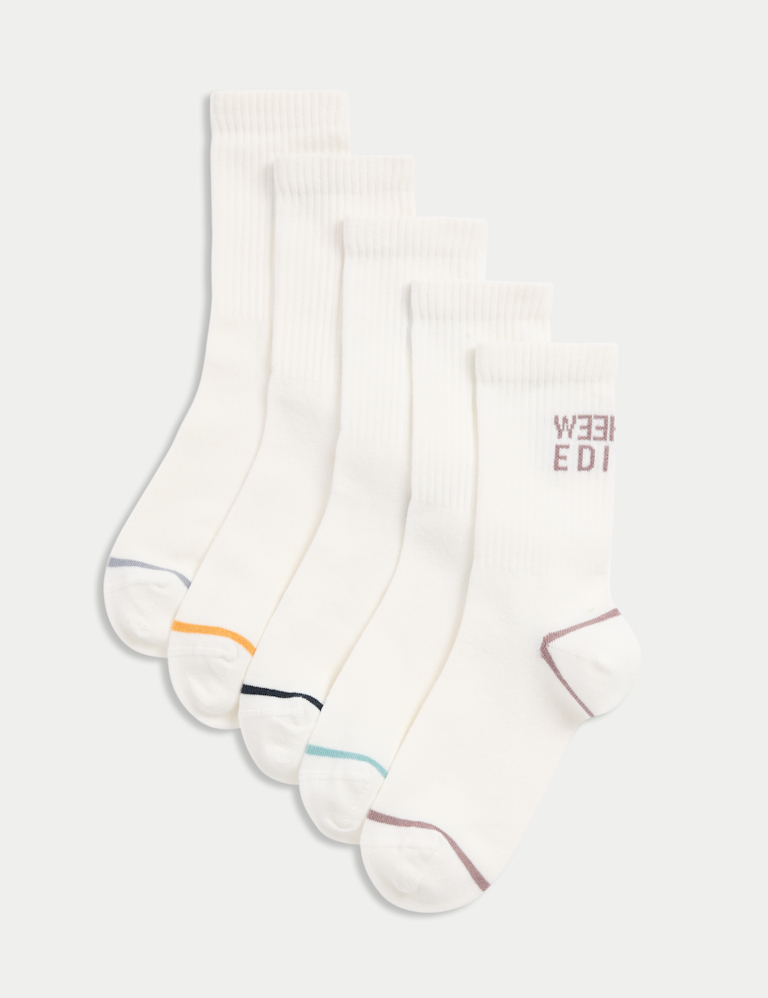 5pk Cotton Rich Ribbed Sports Socks (6 Small – 7 Large)