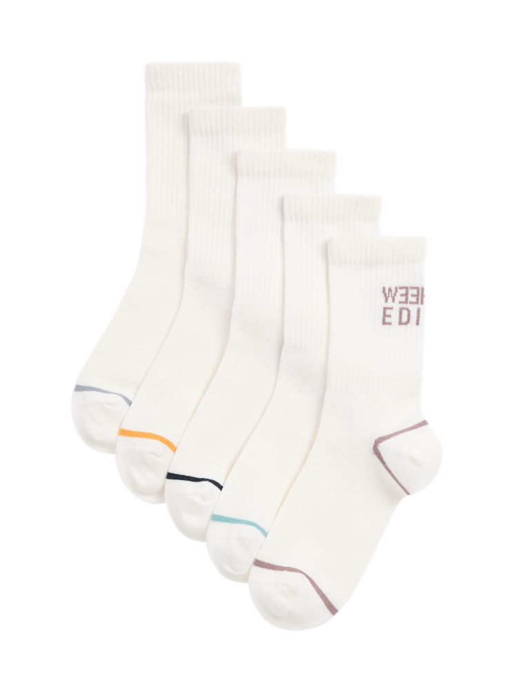 5pk Cotton Rich Ribbed Sports Socks (6 Small – 7 Large)