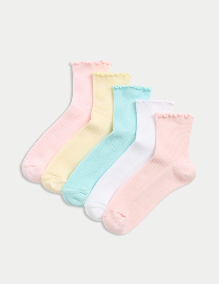 5pk Cotton Rich Frill Socks (6 Small – 7 Large)
