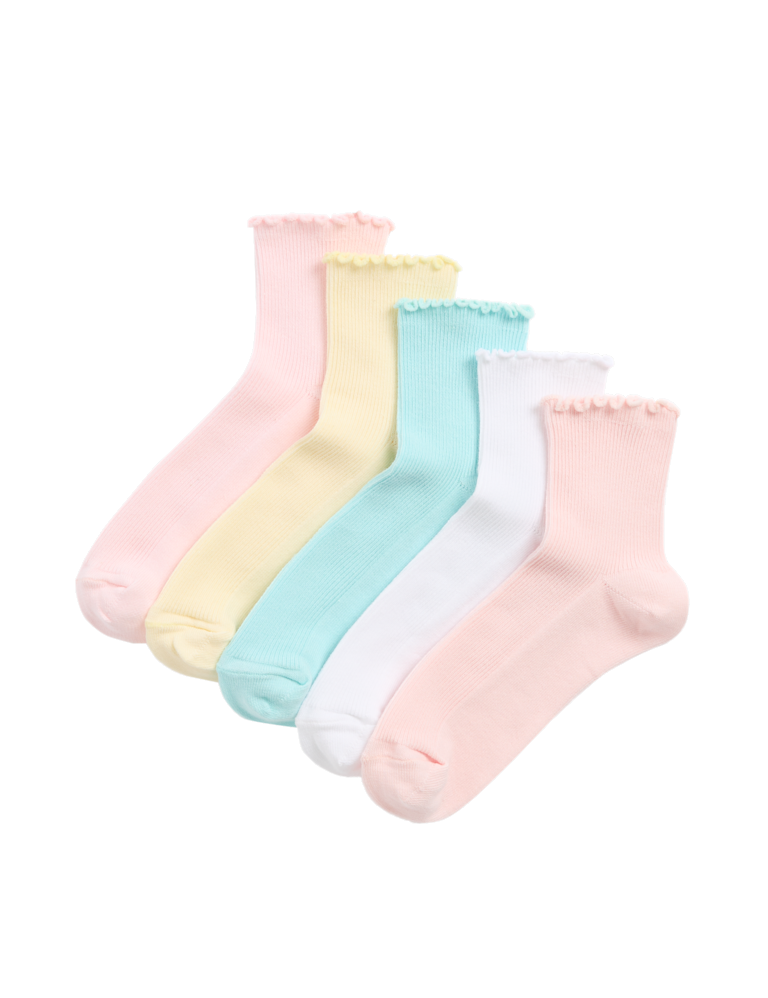 5pk Cotton Rich Frill Socks (6 Small – 7 Large)