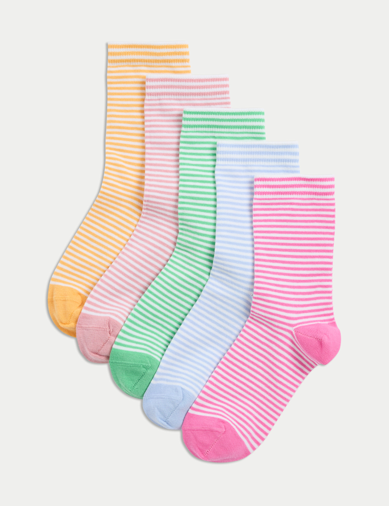 5p Striped Cotton Rich Socks (6 Small-7 Large)