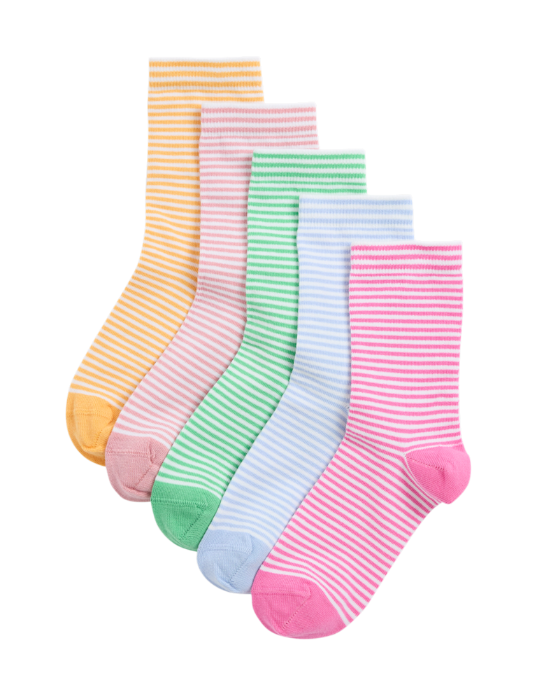 5p Striped Cotton Rich Socks (6 Small-7 Large)