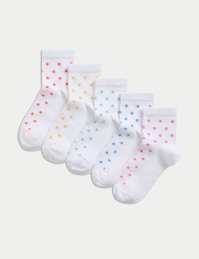 5pk Cotton Rich Spots Socks (6 Small – 7 Large)