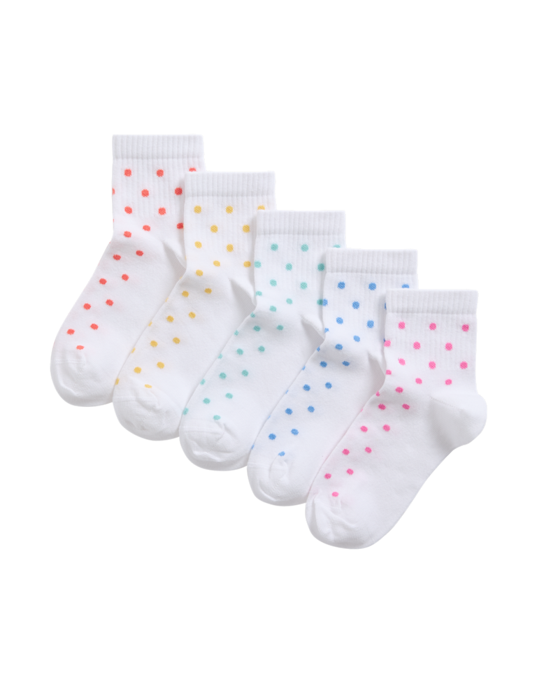 5pk Cotton Rich Spots Socks (6 Small – 7 Large)
