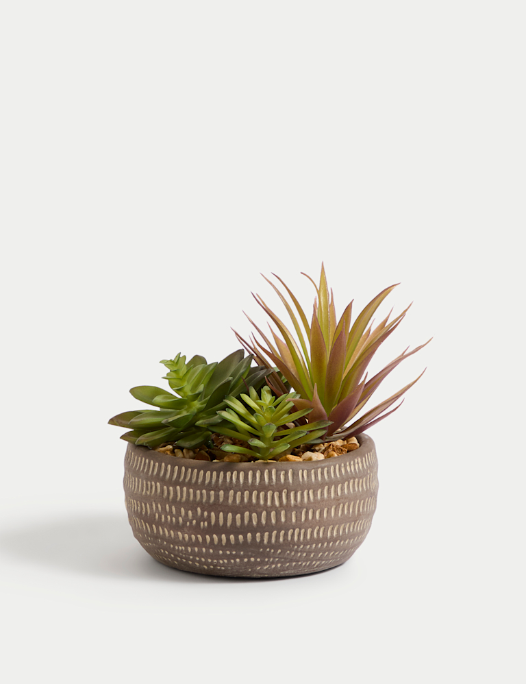 Artificial Succulents in Concrete Pot