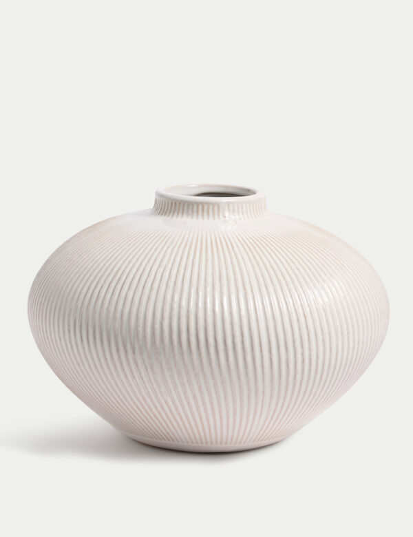Medium Ridged Textured Ceramic Vase