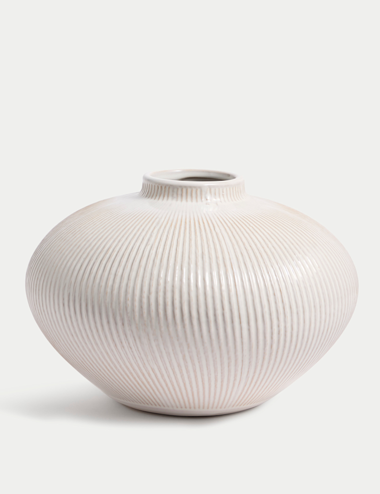 Medium Ridged Textured Ceramic Vase