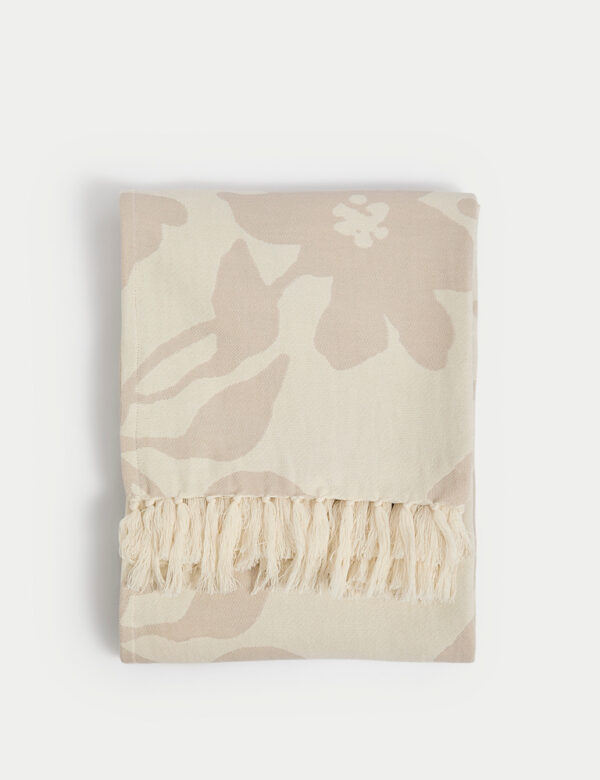 Pure Cotton Floral Jacquard Throw