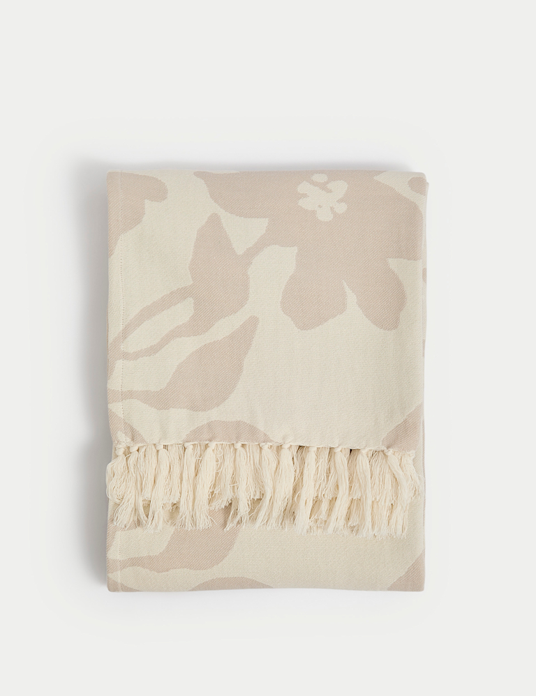 Pure Cotton Floral Jacquard Throw
