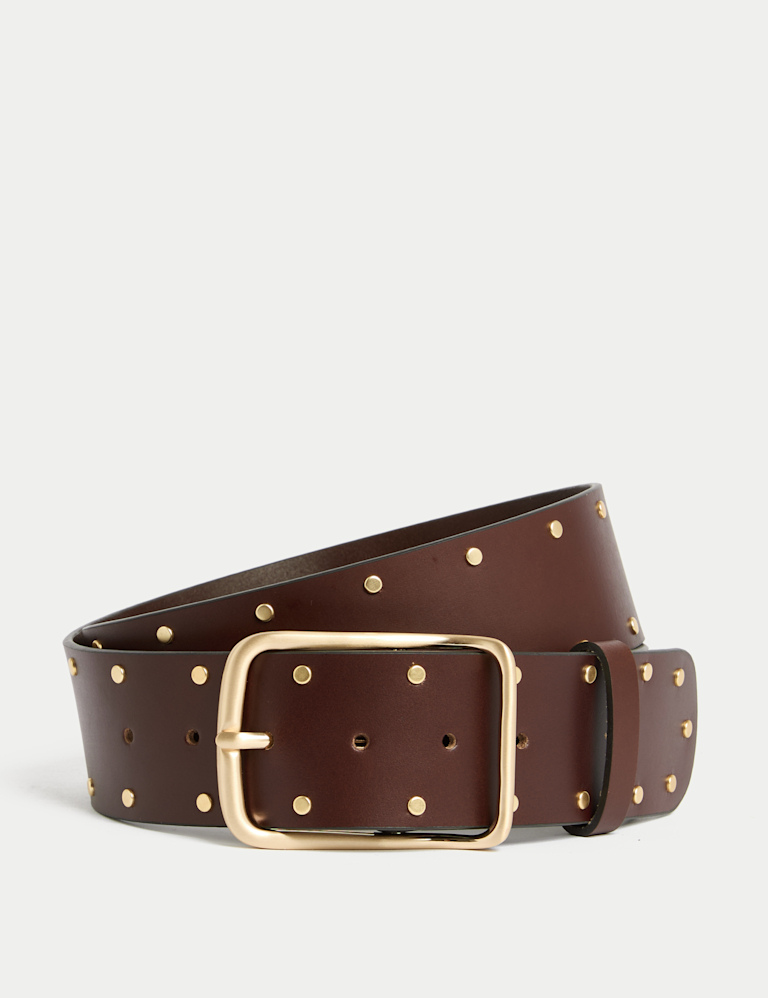 Leather Wide Studded Belt