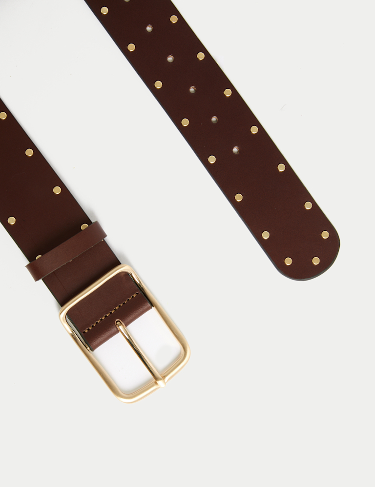 Leather Wide Studded Belt