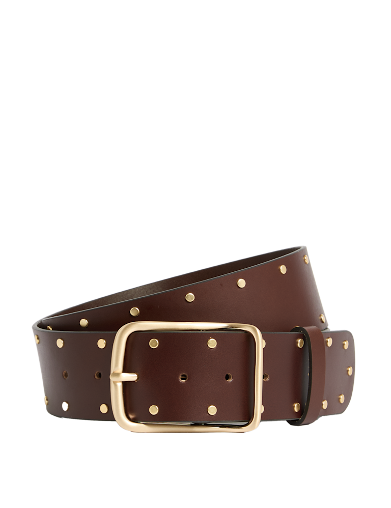 Leather Wide Studded Belt