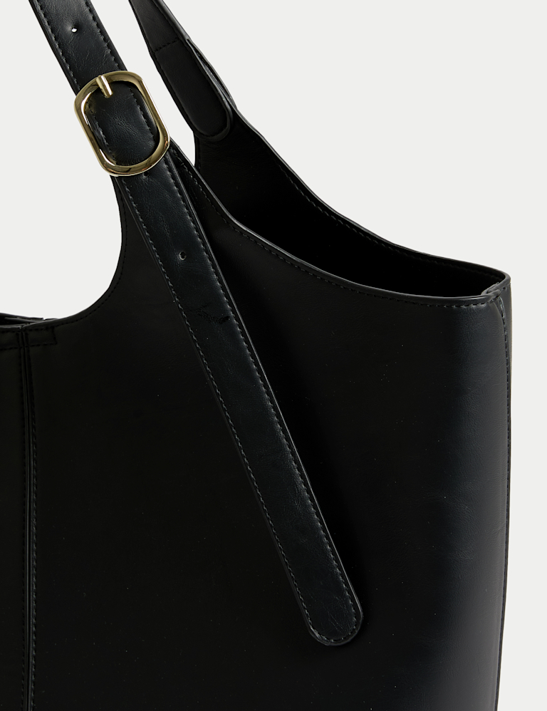 Faux Leather Shoulder Tote Bag
