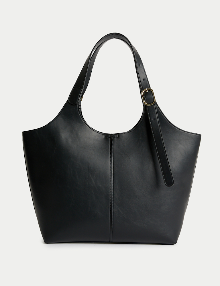 Faux Leather Shoulder Tote Bag